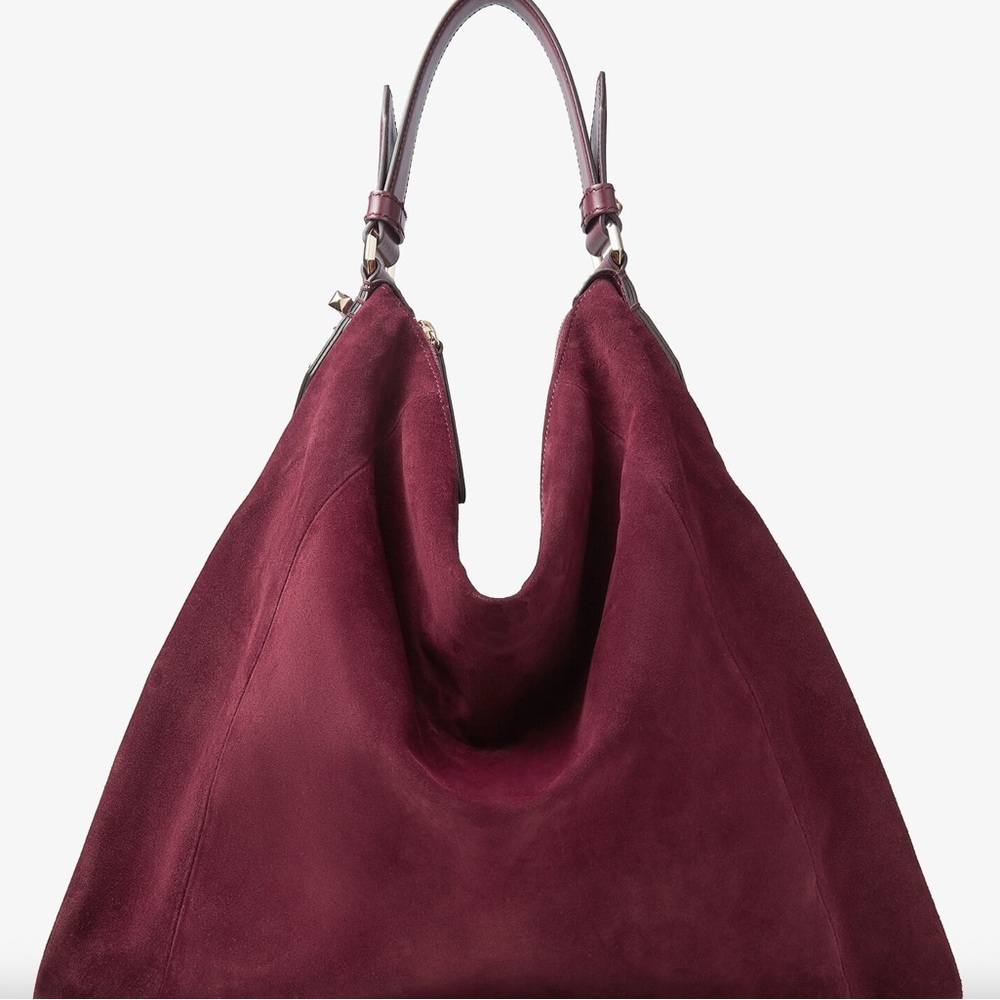 Jimmy Choo Ana Hobo Burgundy Suede Hobo Bag - Picture 2 of 14